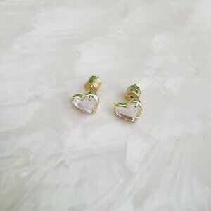 Alicia Bonnie • in Love Gold Dichroic Glass Heart Stud Earrings